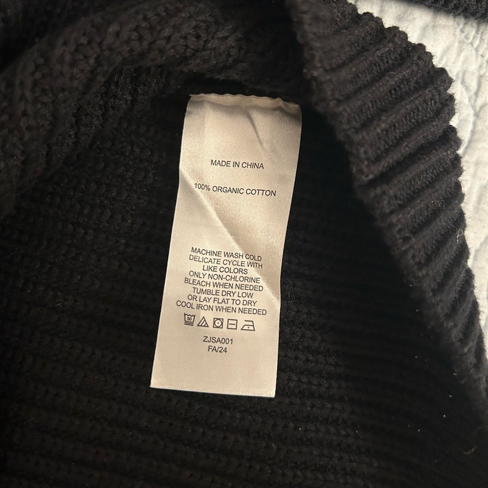 Quince 100% Organic Cotton Black Fisherman Boatneck Sweater - Picture 4 of 8